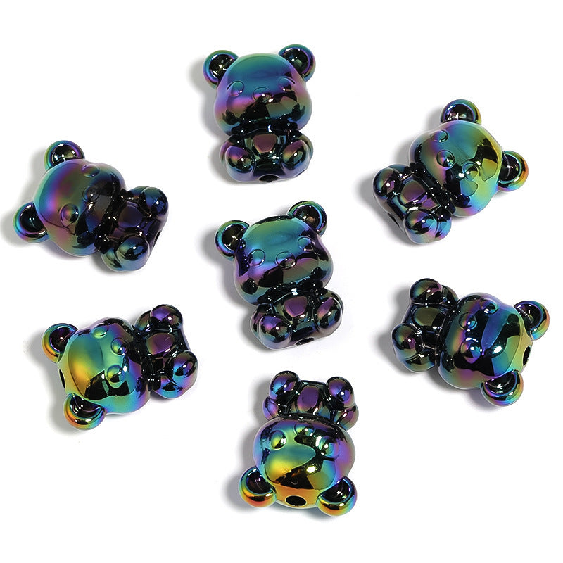 Colorful Acrylic Bear Beads – Plated Cartoon Teddy Bear Beads for DIY Phone Charms, Beadable Pens, Bracelets & Jewelry Making
