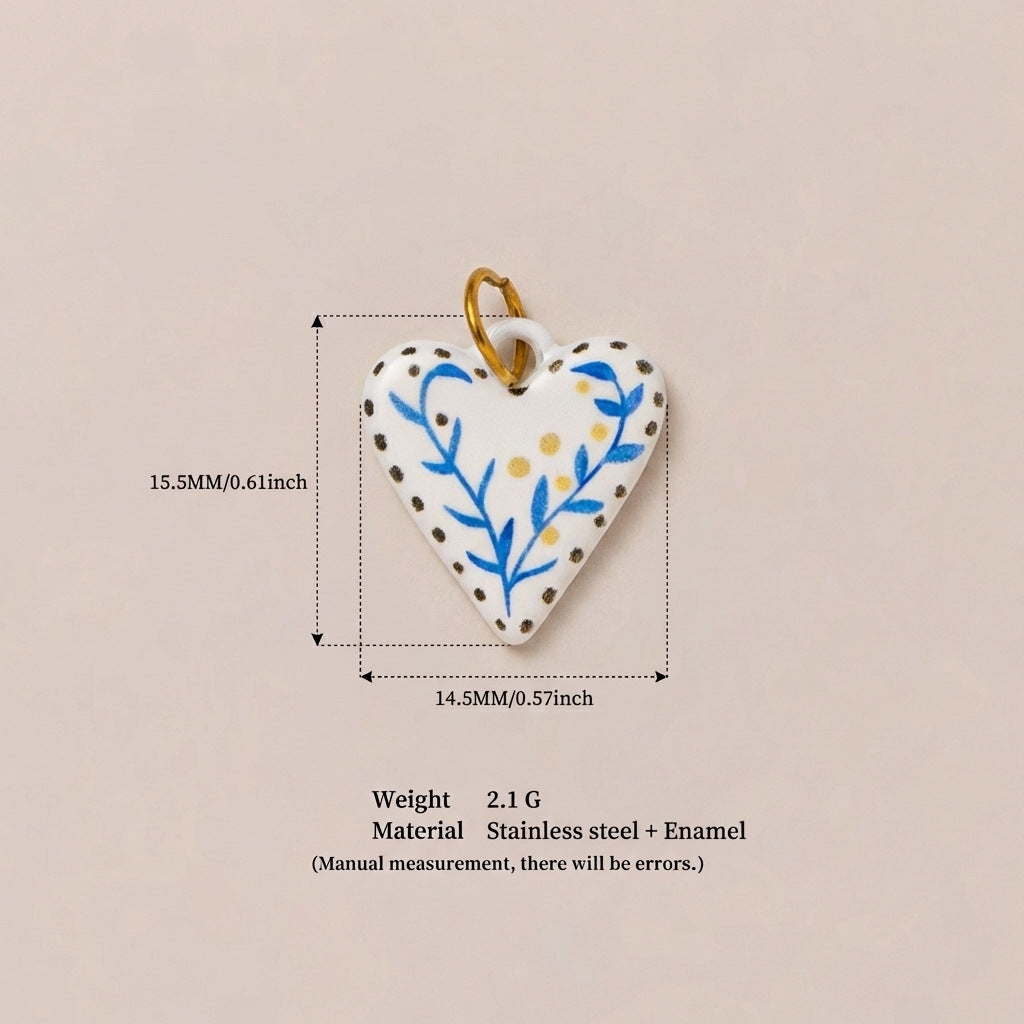 18K Gold-Plated Colorful Heart Pendant Charms