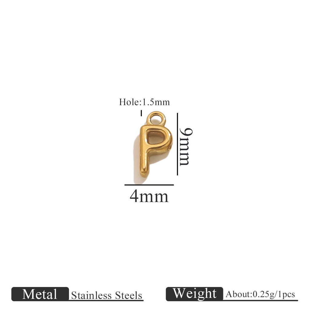 Mini A–Z Stainless Steel Round Letter Charms 10pcs