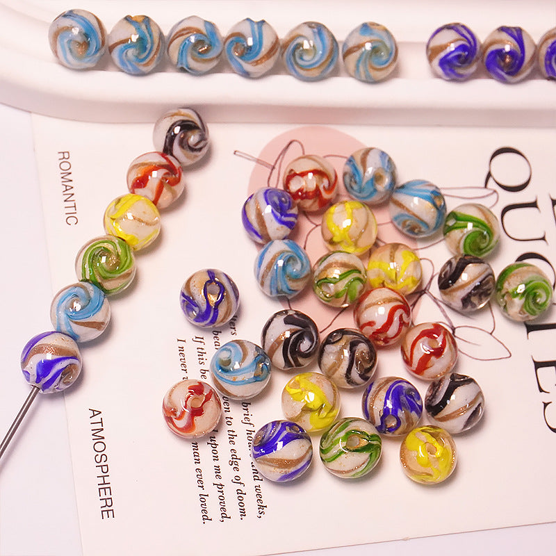 Japanese-Style Gold Sand Swirl Lampwork Beads