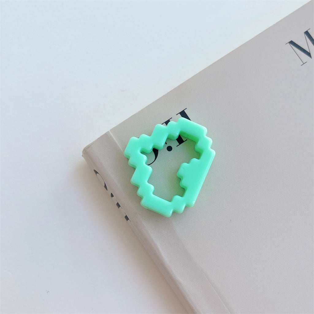 Colorful Pixel Heart Acrylic Beads – Painted Heart Frame Beads for DIY Phone Charms, Bracelets, Keychains & Jewelry Making