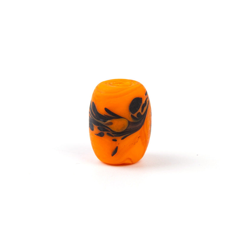 Hand-Painted Phoenix Tail Glazed Barrel Beads