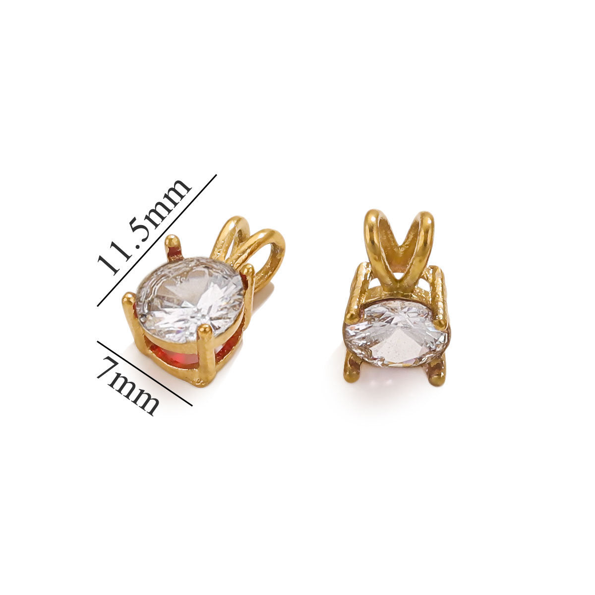 18K Gold-Plated Stainless Steel Round Birthstone Crystal Pendant Charms