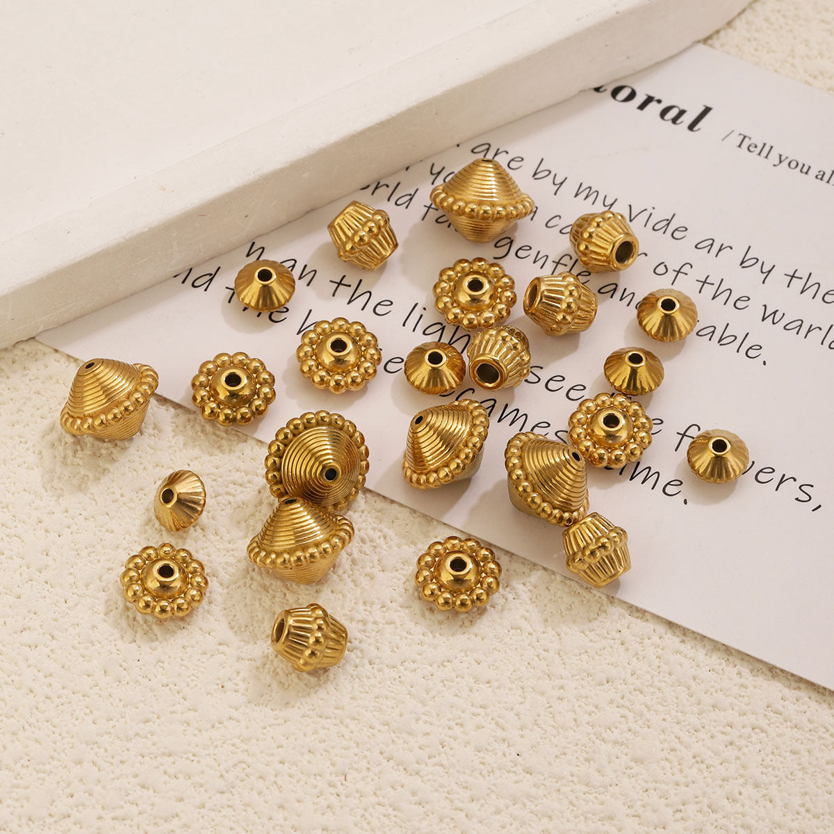 Ribbed Stainless Steel Spinning-Top Spacer Beads