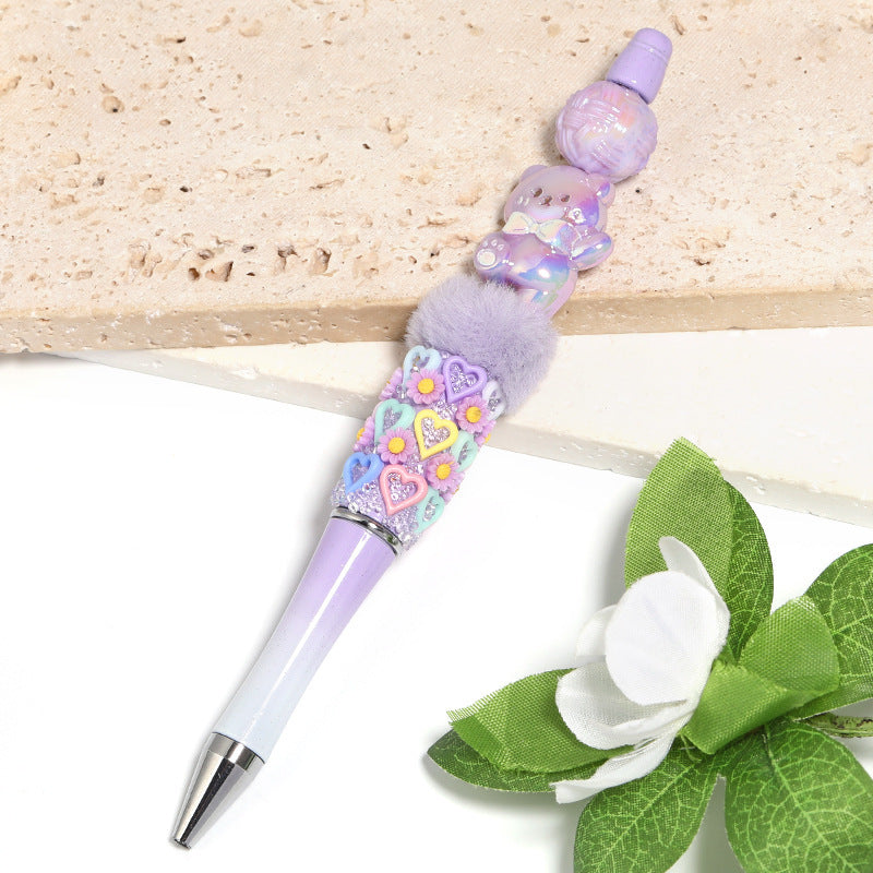 Cute Jumping Bear Beads with Bow – Cream-Style Cartoon Bear Vertical-Hole Beads for DIY Phone Charms, Beadable Pens & Jewelry Making