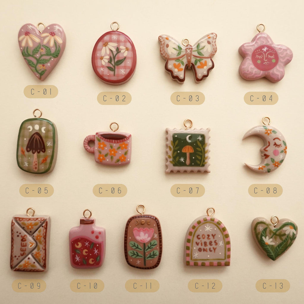 Butterfly, Moon & Heart Charms