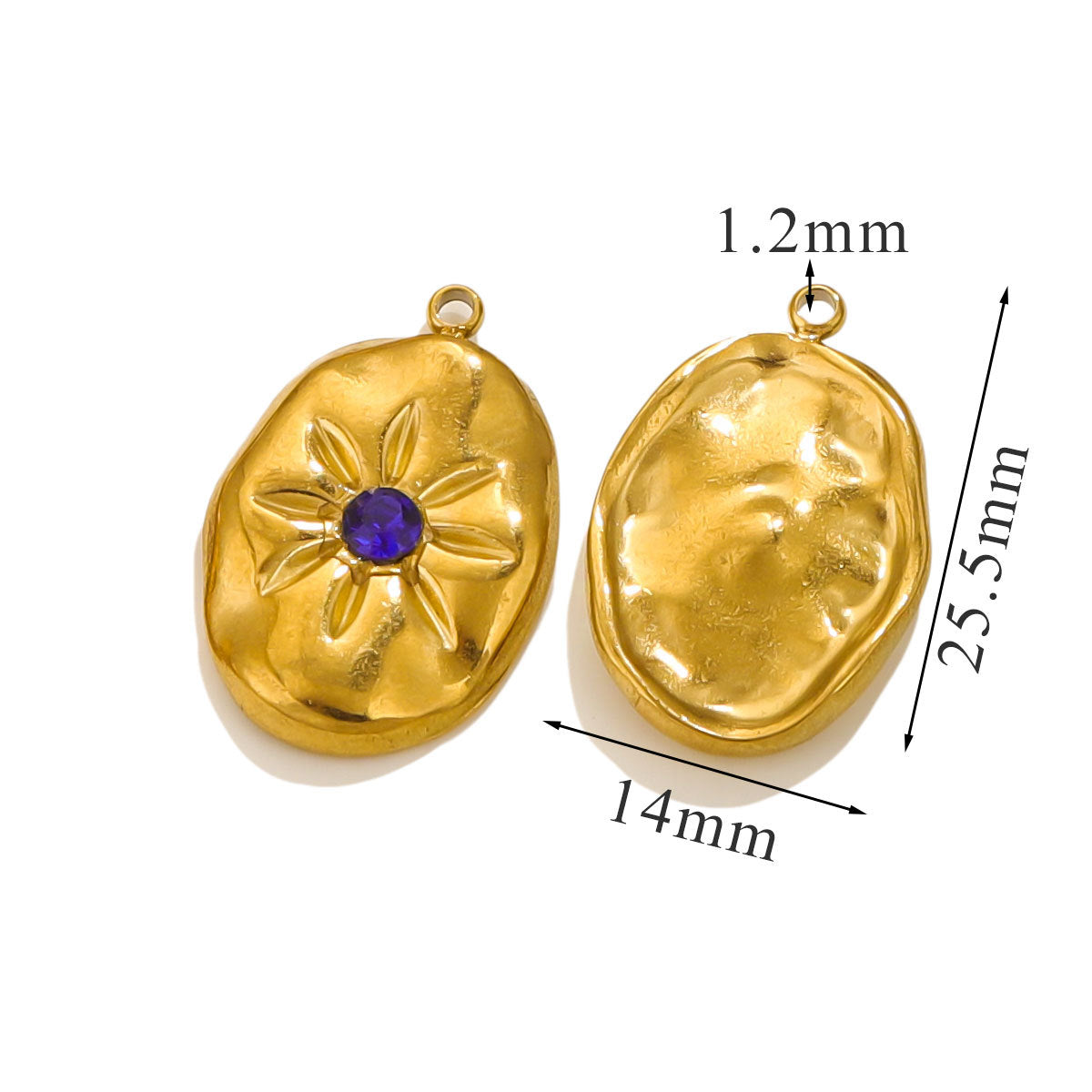 Gold-Plated Stainless Steel Crystal Sun, Star and Moon Pendant Charms 3pcs