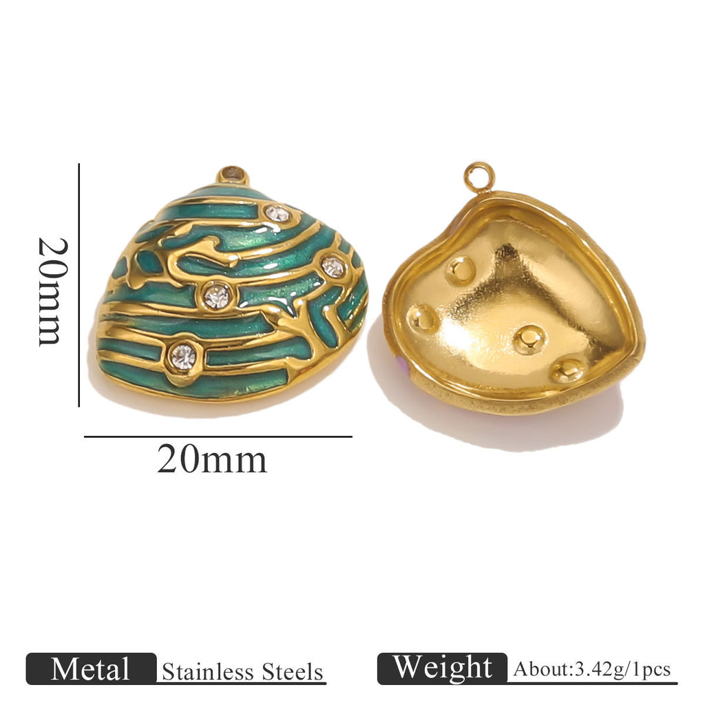 Gold Stainless Steel Shell Pendant Charms