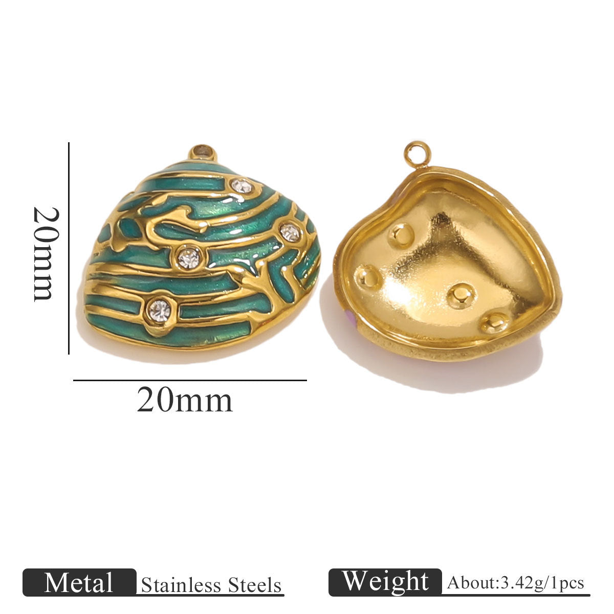 Gold Stainless Steel Shell Pendant Charms