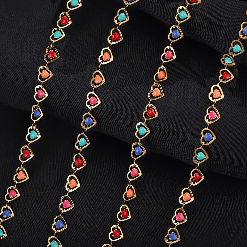 Stainless Steel Enamel Heart-Link Chain