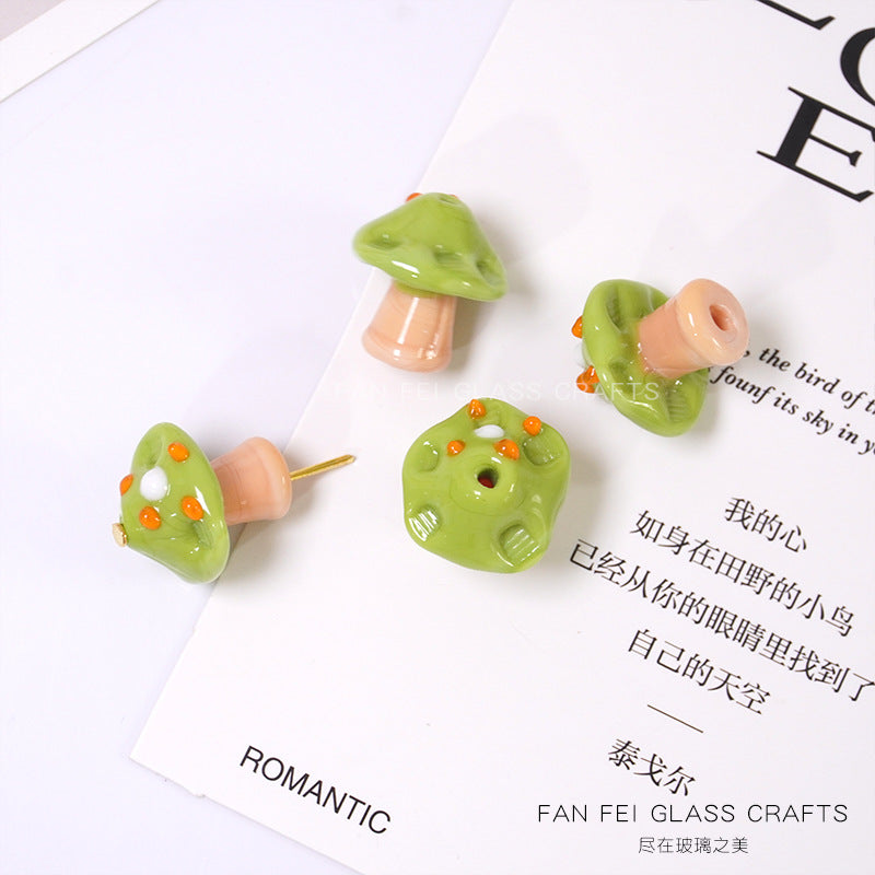 Polka Dot Mushroom Lampwork Glass Beads