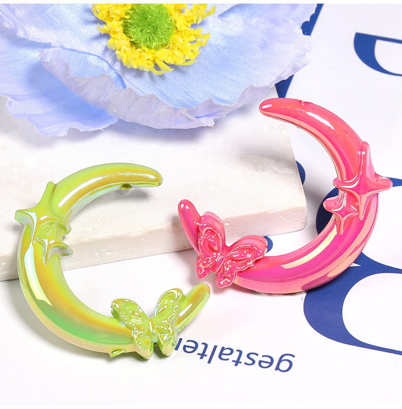 UV-Plated Acrylic Butterfly, Star & Moon Beads – Shiny Vertical-Hole Beads for DIY Bracelets, Beadable Pens & Jewelry Making