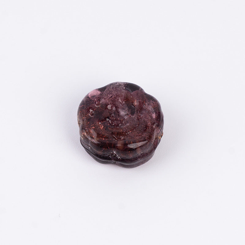 Gold Sand Rose Lampwork Glass Beads