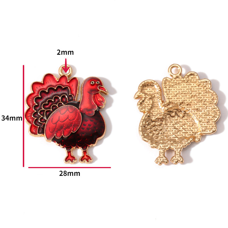 Thanksgiving Turkey Alloy Charms – Colorful Fall Holiday Enamel-Style Pendants for DIY Bracelets, Keychains & Jewelry Making