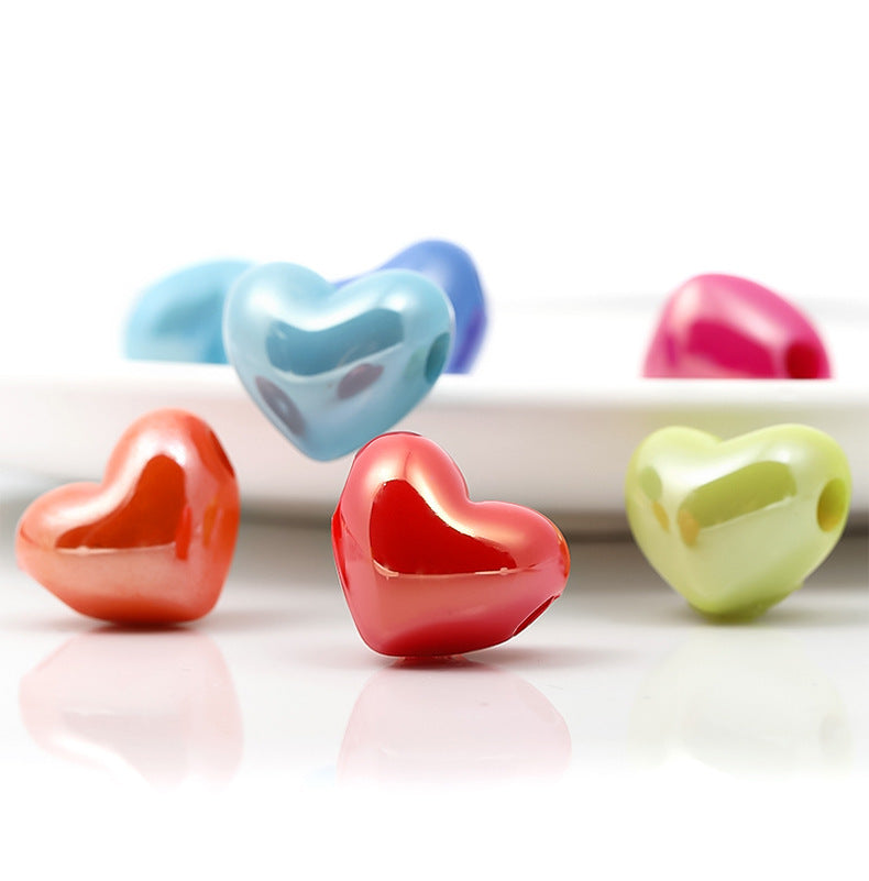 Bright Color Acrylic Heart Beads – Solid Color Side-Hole Love Beads for DIY Bracelets, Necklaces & Jewelry Making