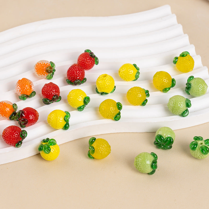 Lemon Fruit Lampwork Glass Beads