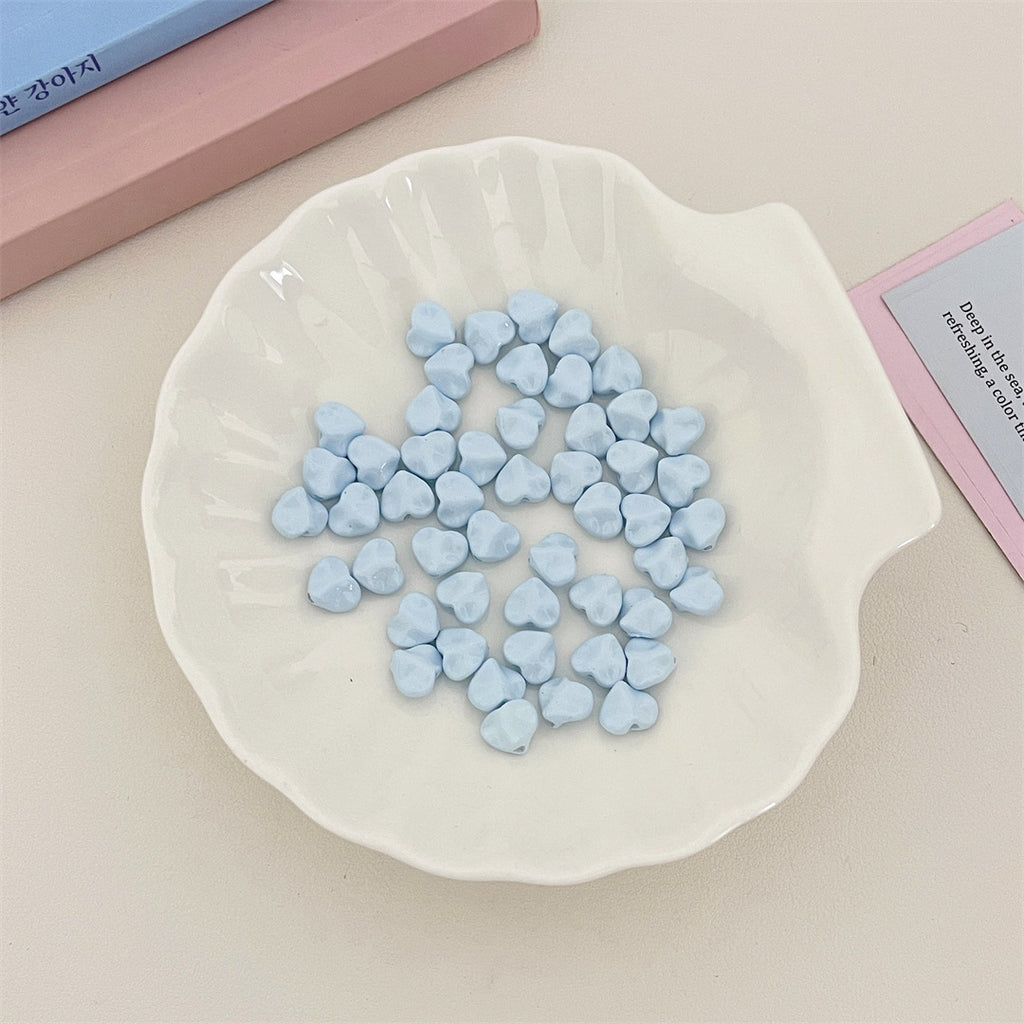 Pearlescent Macaron Acrylic Heart Beads – Creamy Pastel Love Beads for DIY Phone Charms, Bracelets, Keychains & Jewelry Making