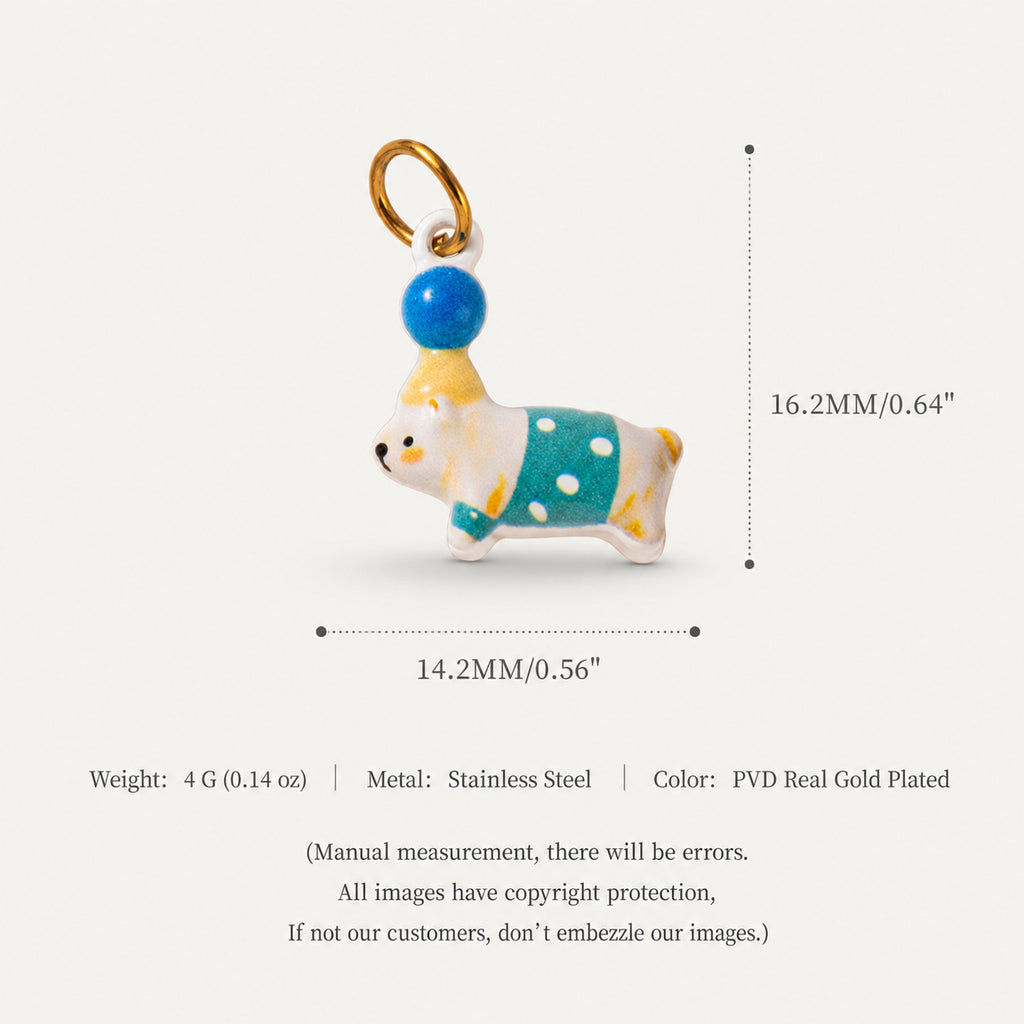18K Gold-Plated Puppy Crystal Pendant Charms