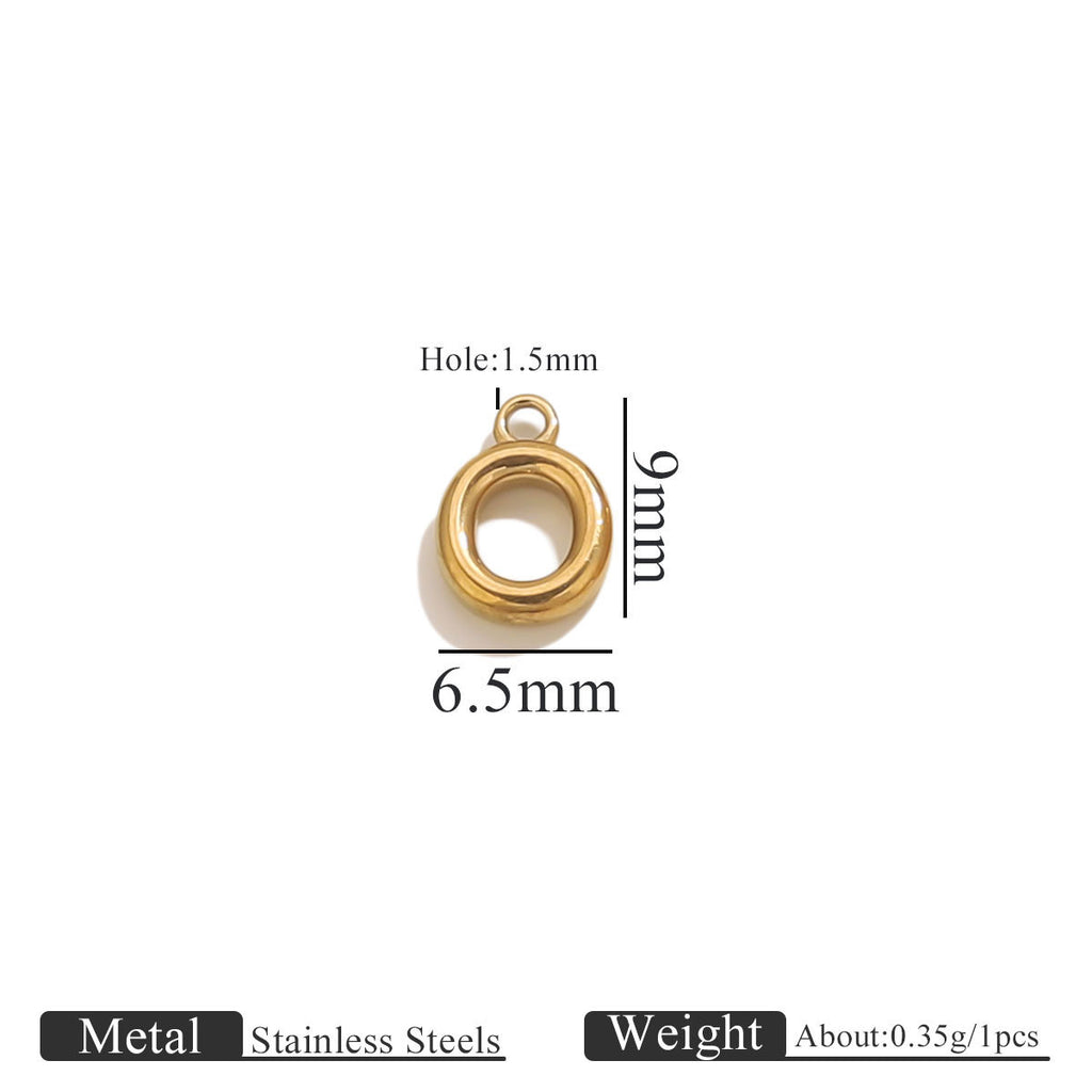 Mini A–Z Stainless Steel Round Letter Charms 10pcs