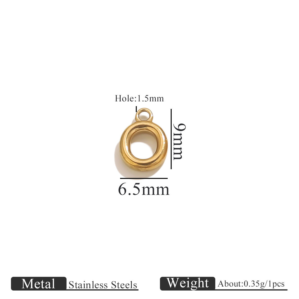 Mini A–Z Stainless Steel Round Letter Charms 10pcs