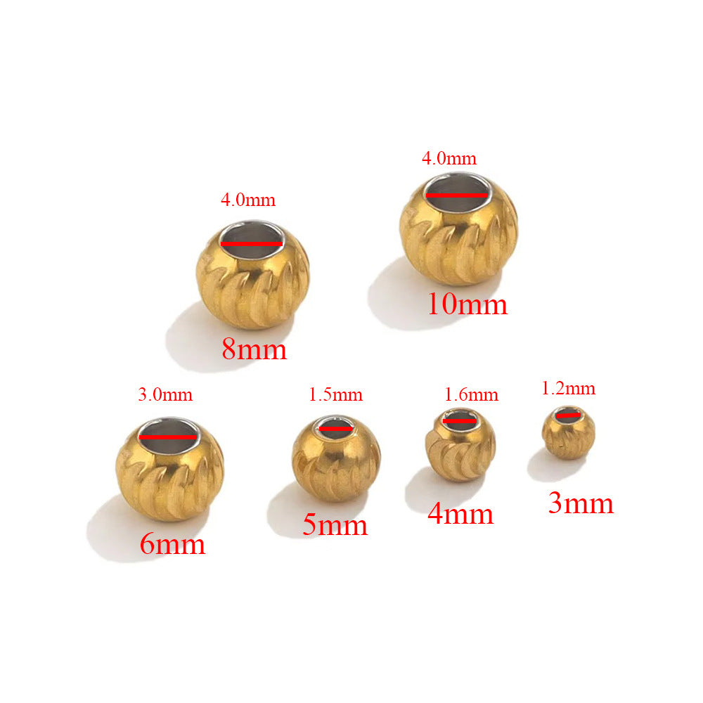 Solid Diamond-Cut Stainless Steel Round Beads