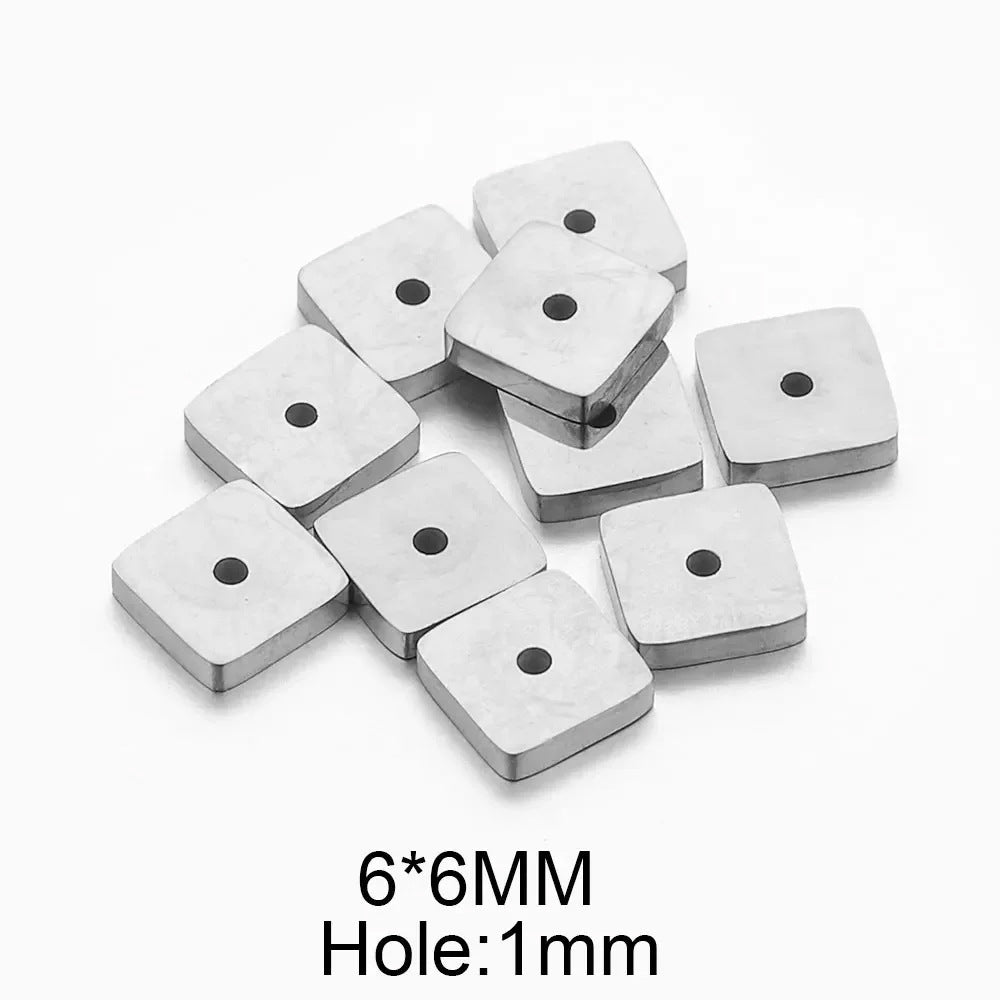 Polished Faceted Stainless Steel Square Spacer Beads for DIY Jewelry 10pcs
