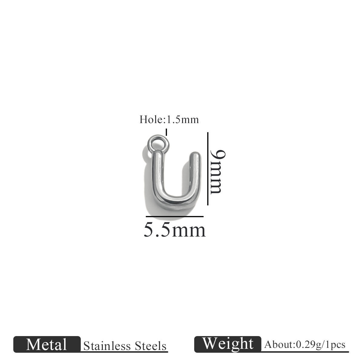 Mini A–Z Stainless Steel Round Letter Charms 10pcs