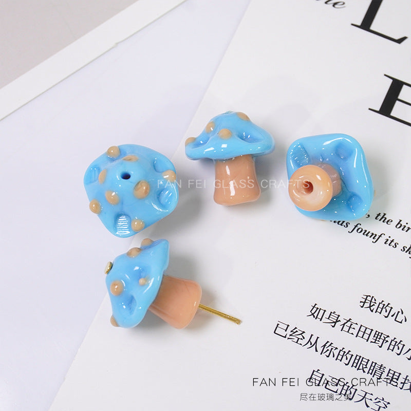 Polka Dot Mushroom Lampwork Glass Beads