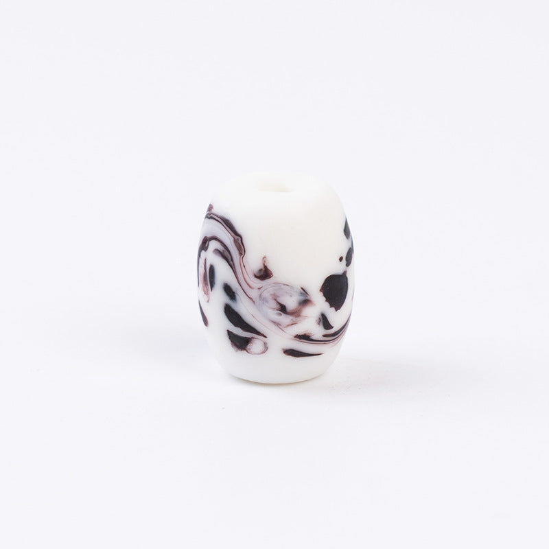 Hand-Painted Phoenix Tail Glazed Barrel Beads