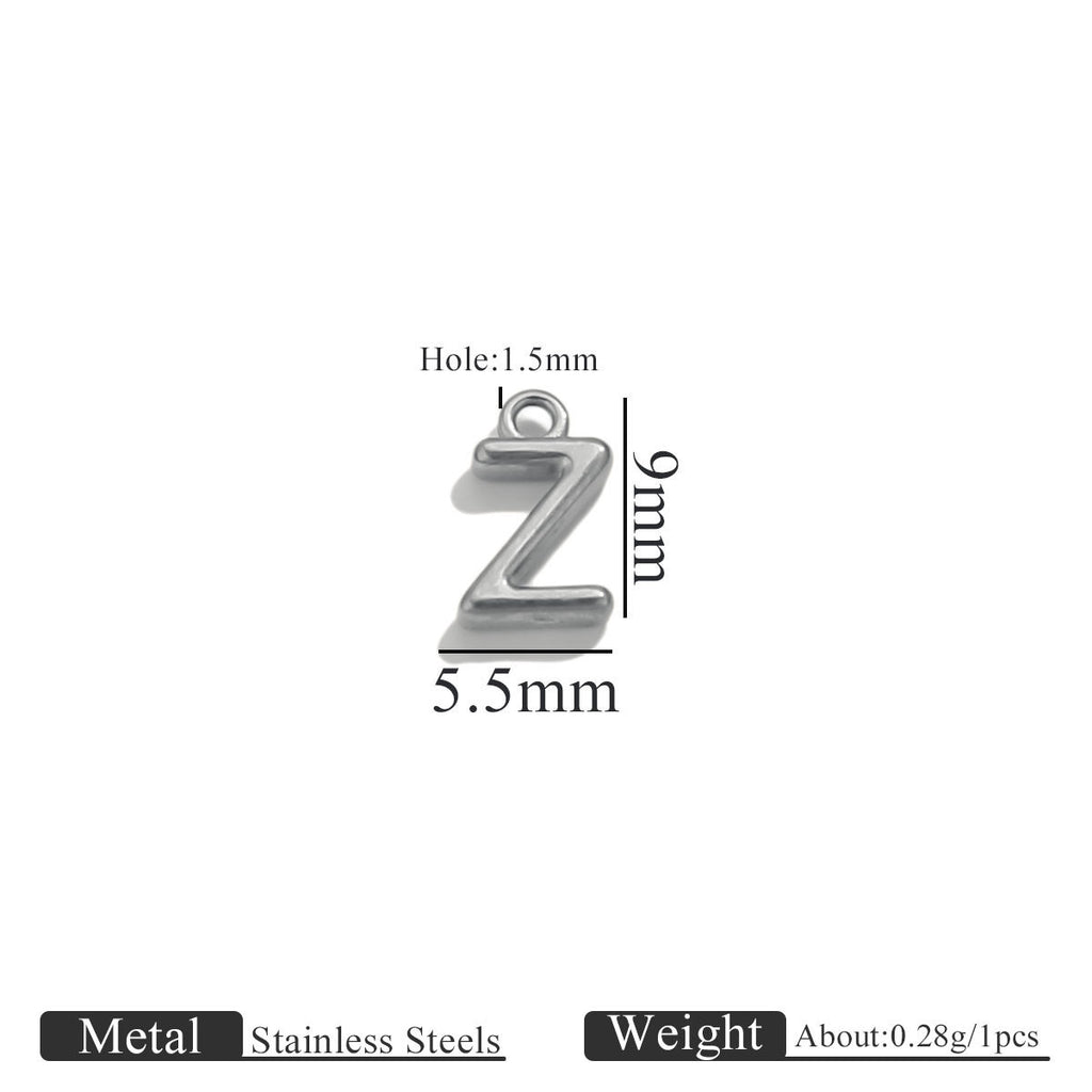 Mini A–Z Stainless Steel Round Letter Charms 10pcs