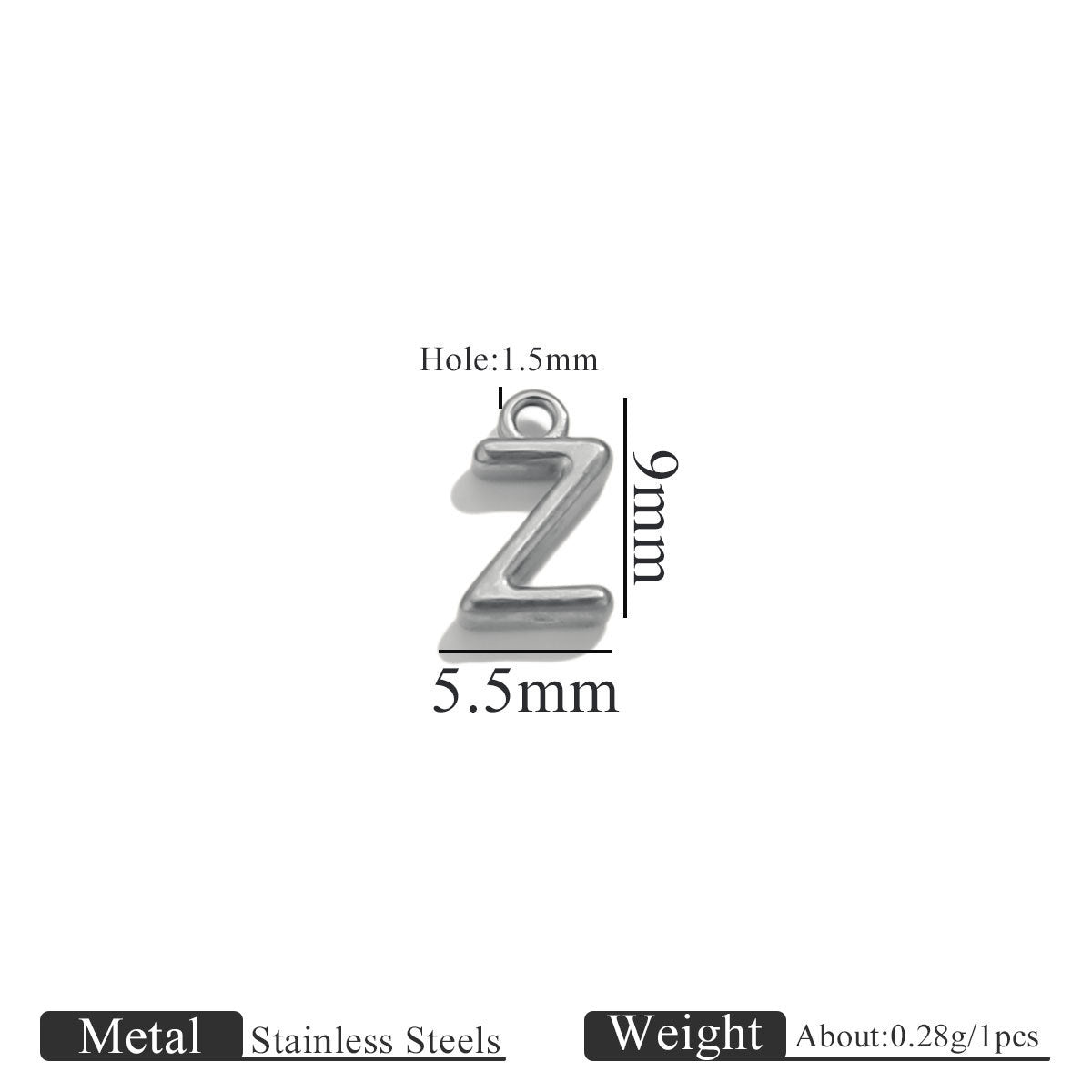Mini A–Z Stainless Steel Round Letter Charms 10pcs
