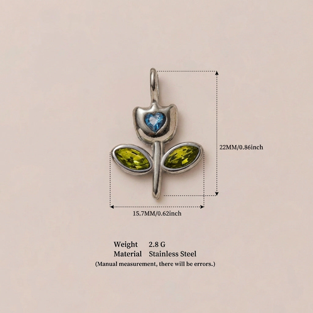 Colorful Stainless Steel Birthstone Crystal Charms