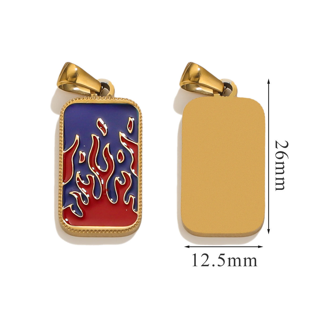Stainless Steel Enamel Tarot Card Pendant Charms 5pcs