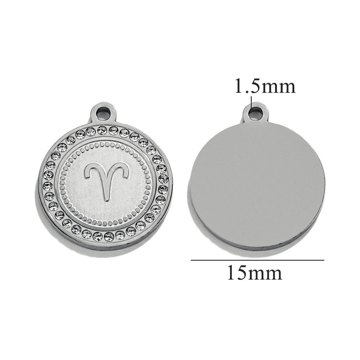 18K Gold-Plated Round Zodiac Constellation Pendant Charms – 12 Signs