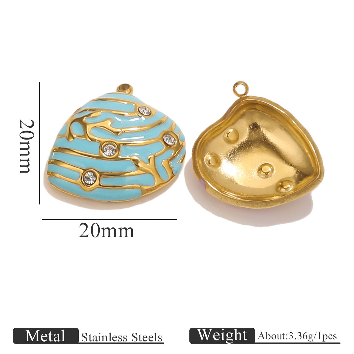 Gold Stainless Steel Shell Pendant Charms