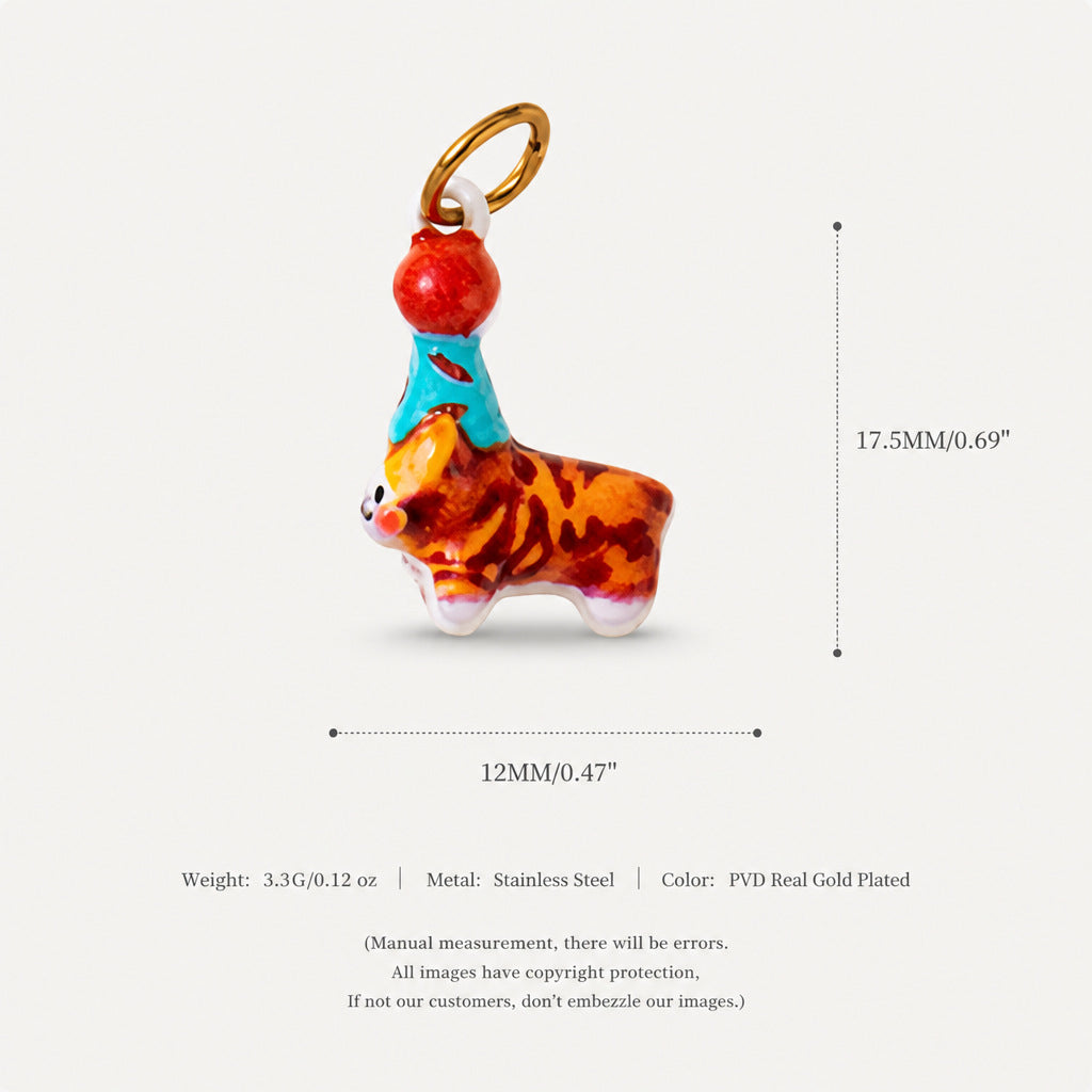 18K Gold-Plated Puppy Crystal Pendant Charms
