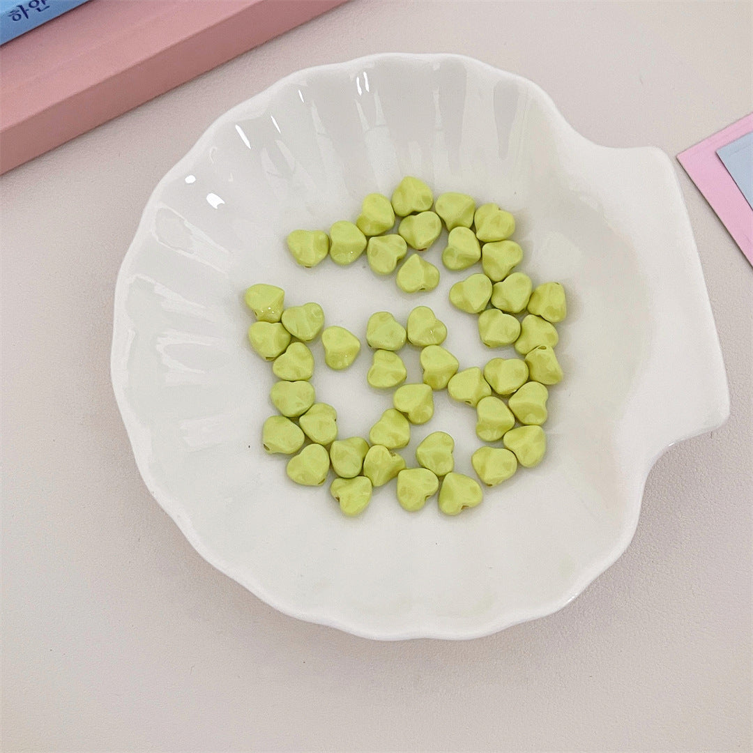 Pearlescent Macaron Acrylic Heart Beads – Creamy Pastel Love Beads for DIY Phone Charms, Bracelets, Keychains & Jewelry Making