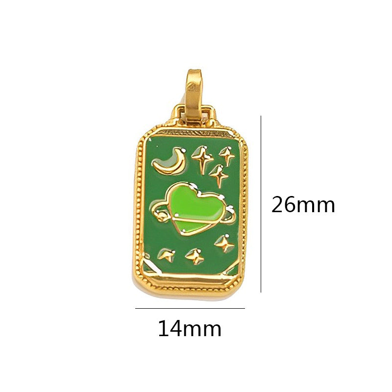 18K Gold-Tone Enamel Tarot Card Charms