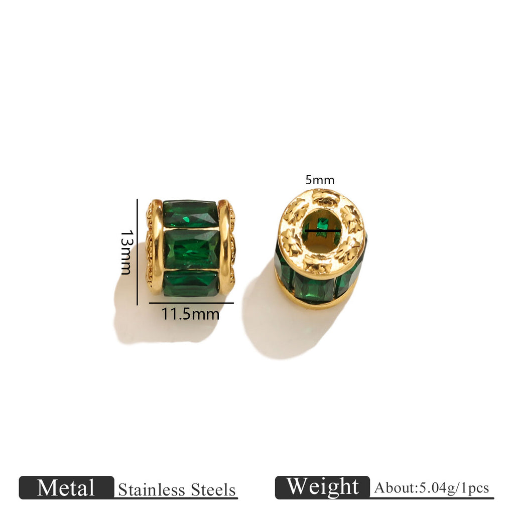 18K Gold-Plated Stainless Steel Crystal Barrel Spacer Beads 1pc