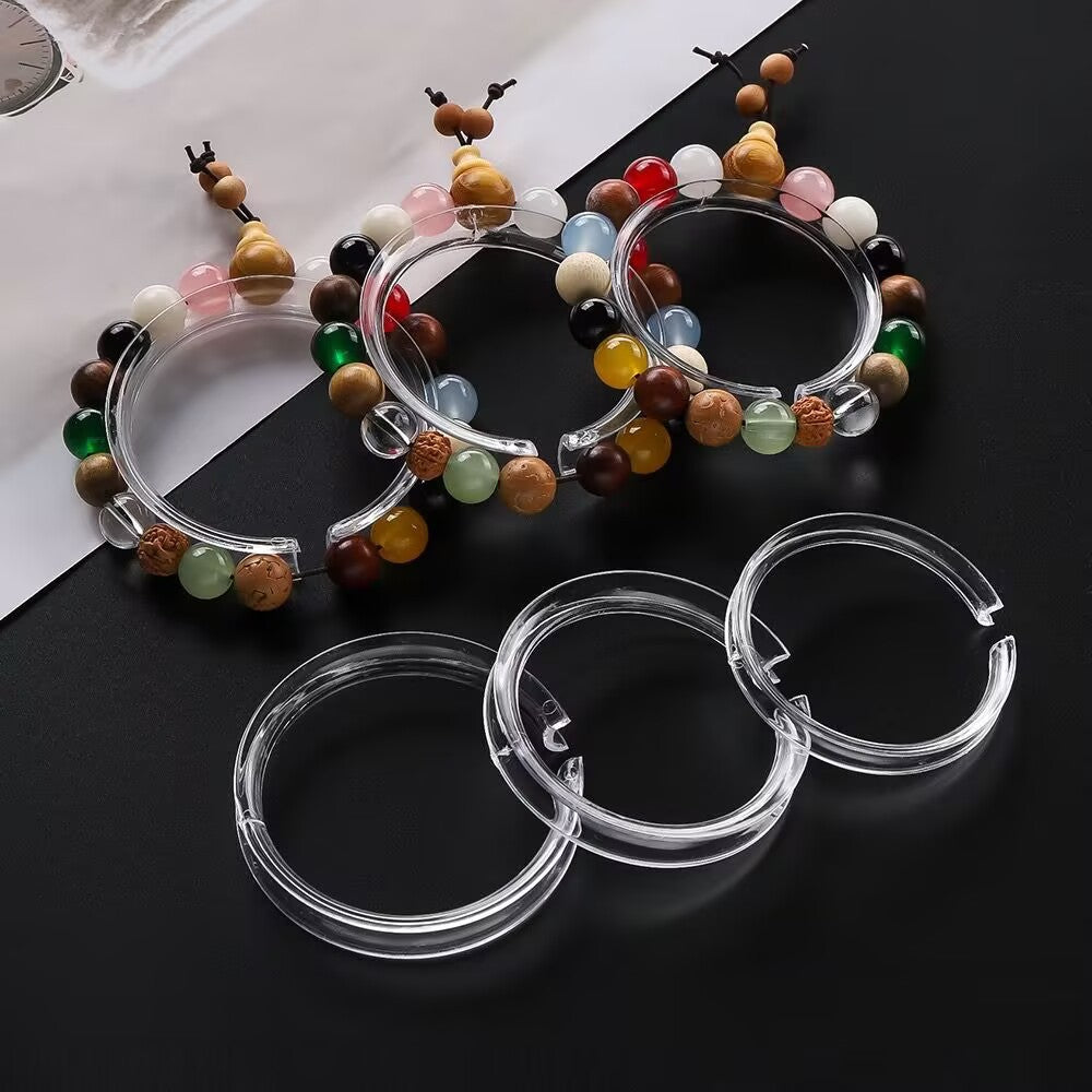 Clear Acrylic-Style C-Ring Bracelet Display Holder – Transparent Plastic Bracelet Stand for Jewelry Photography, Retail Displays & Craft Fairs – Small & Large