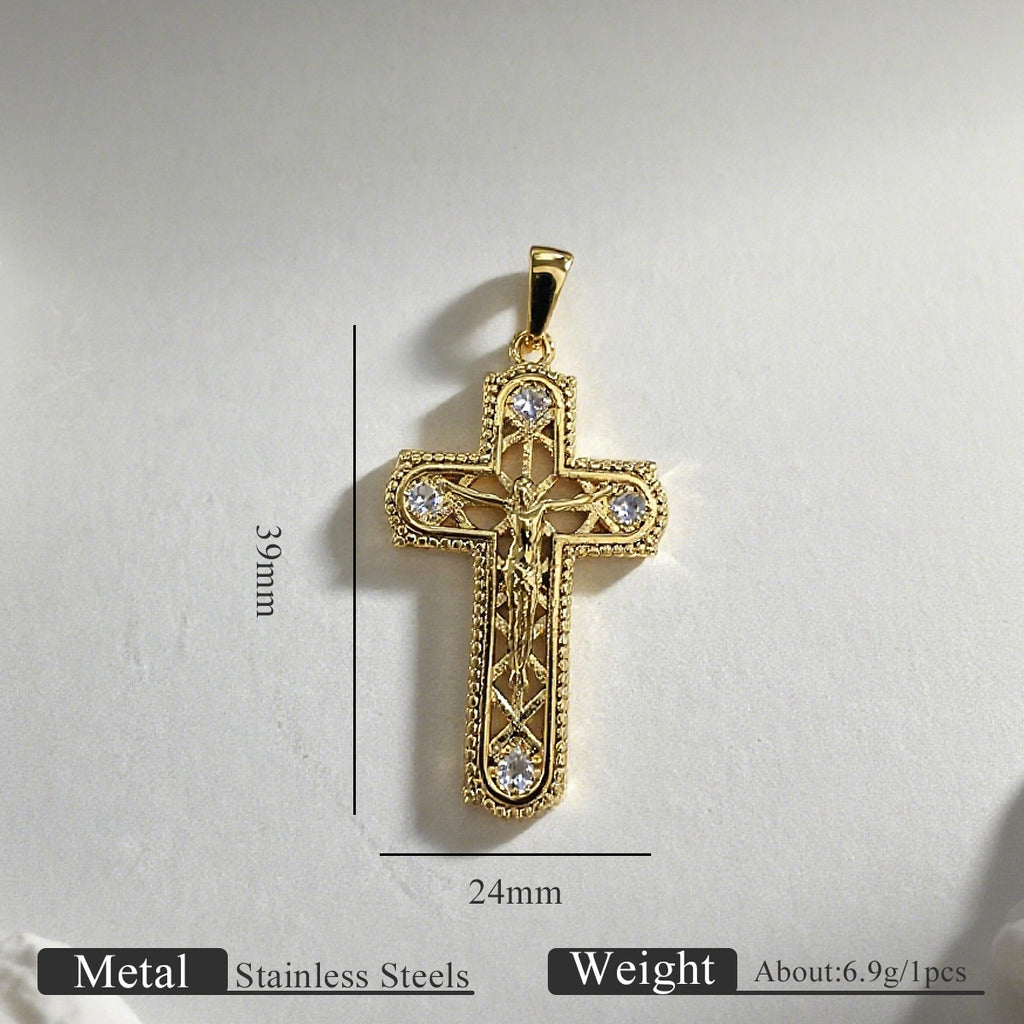 18K Gold-Plated Stainless Steel Cross Necklace