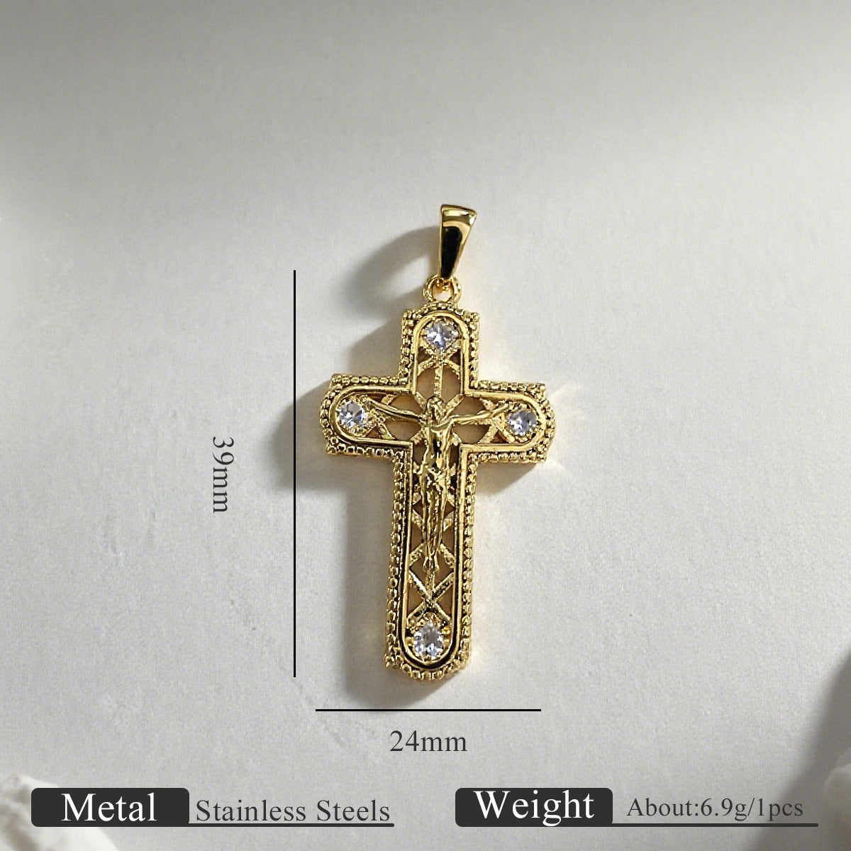 18K Gold-Plated Stainless Steel Cross Necklace