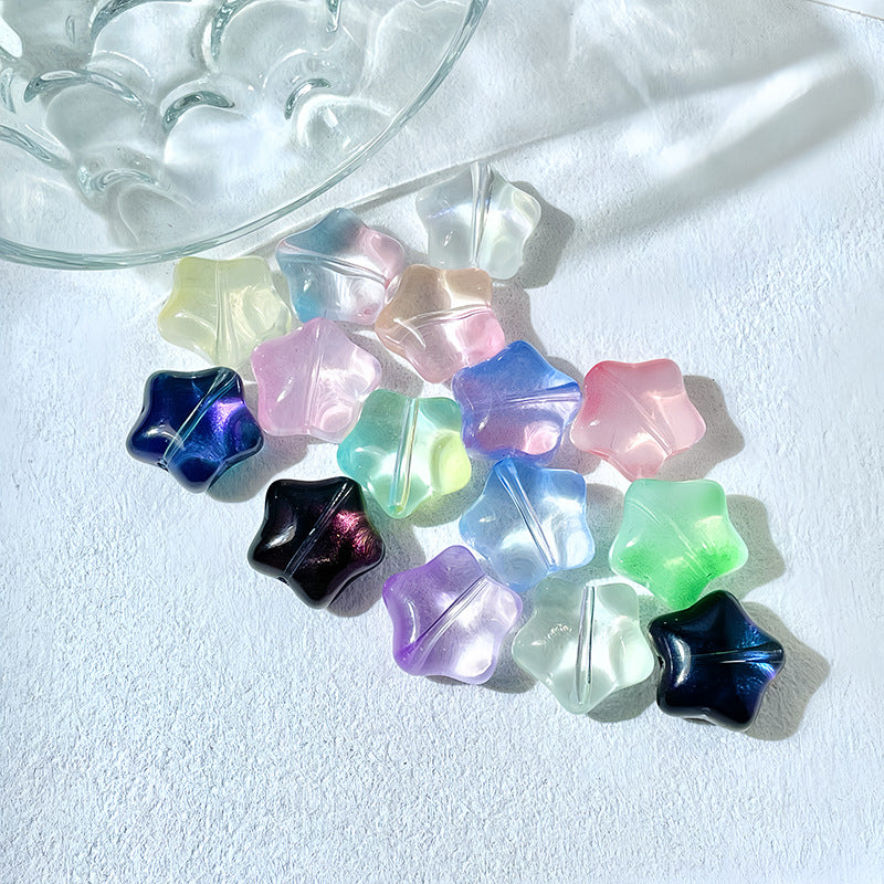Puffy Star Glass Beads with Horizontal Holes