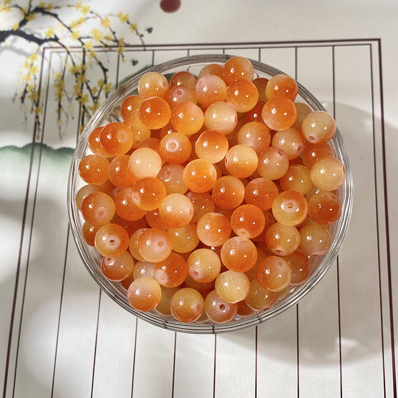 Jade-Style Glass Round Beads