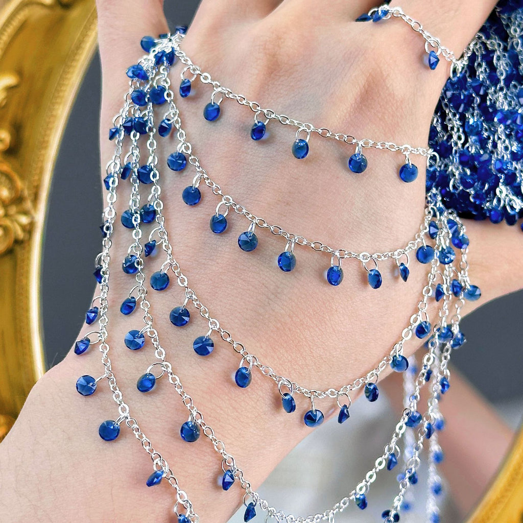 Blue Zircon Fringe Decorative Chain – 10 Meters