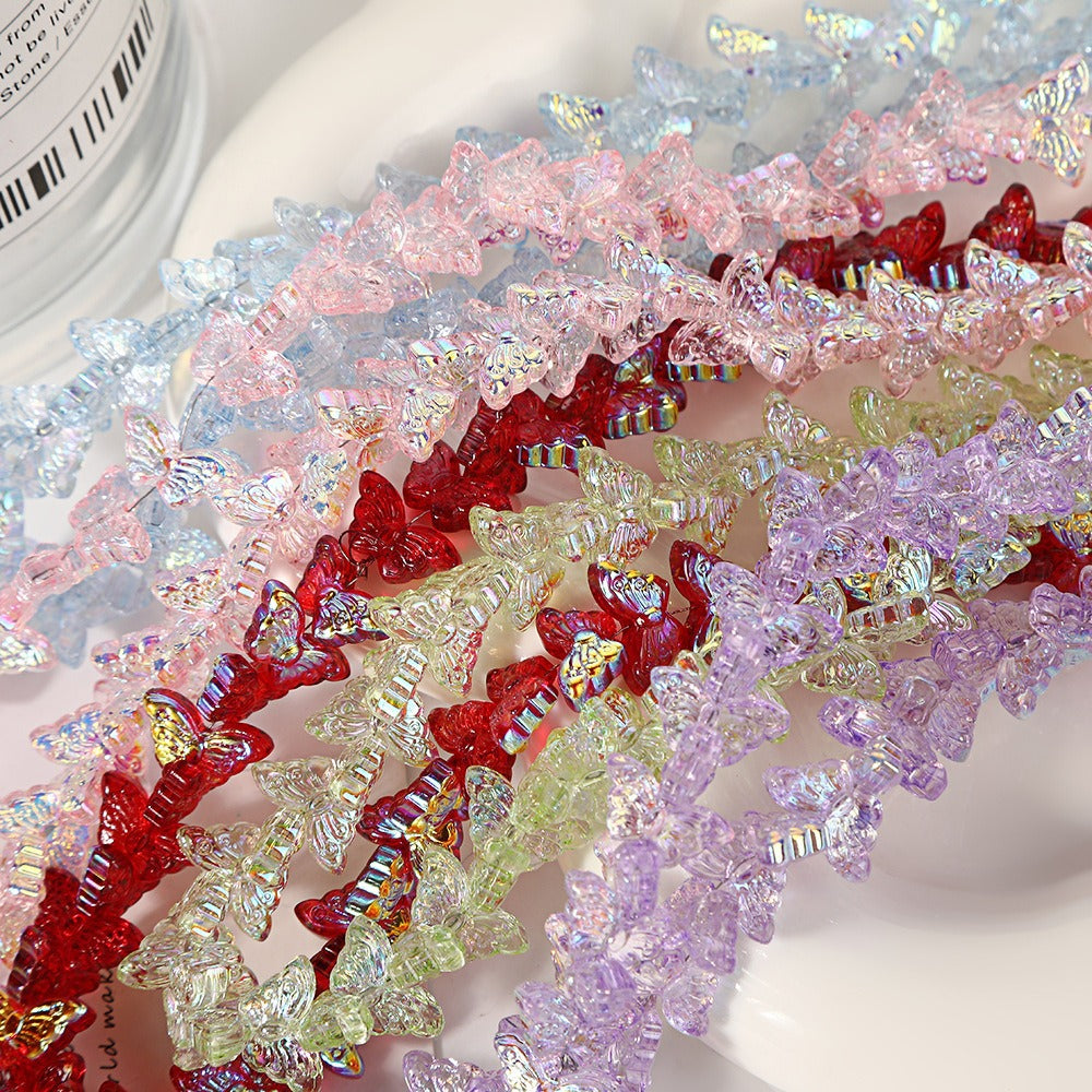 Glossy Butterfly Glass Beads – Glazed Butterfly-Shaped Loose Beads for DIY Bracelets, Phone Charms, Necklaces & Jewelry Making
