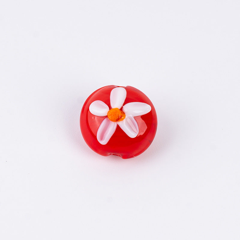 Double-Sided Mini Daisy Flat Glass Beads