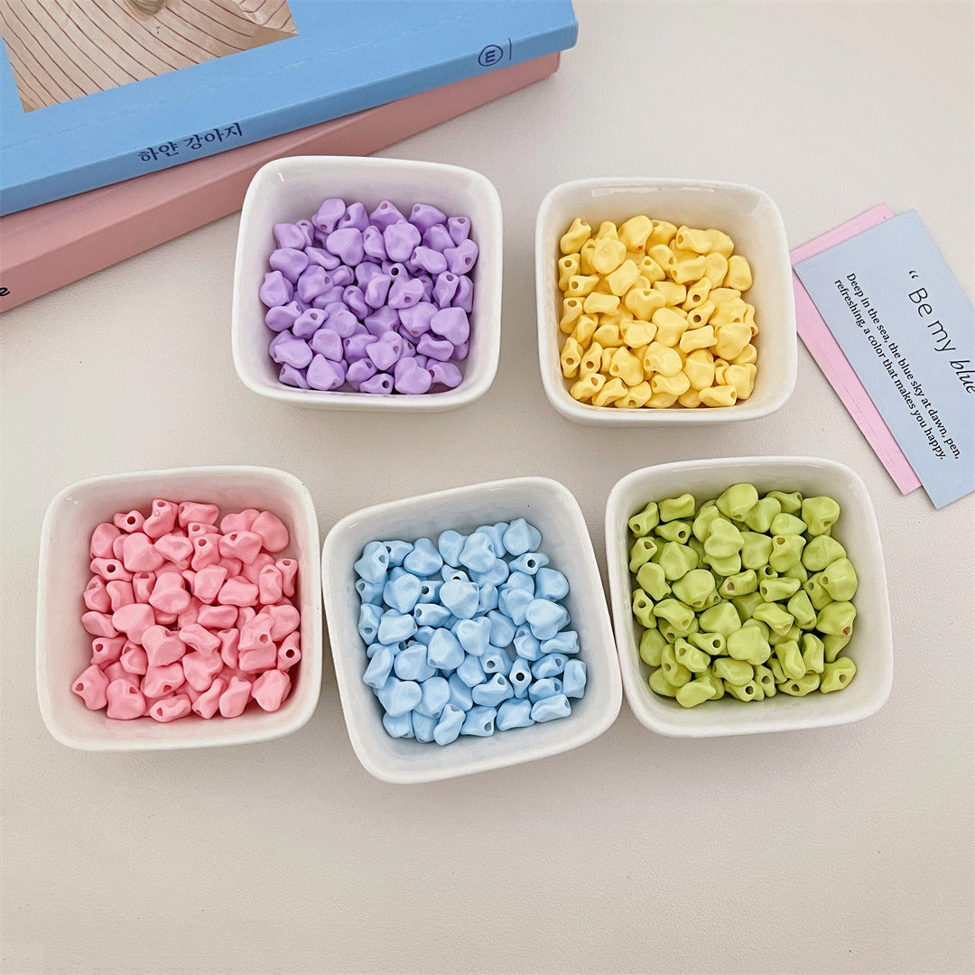 Pearlescent Macaron Acrylic Heart Beads – Creamy Pastel Love Beads for DIY Phone Charms, Bracelets, Keychains & Jewelry Making
