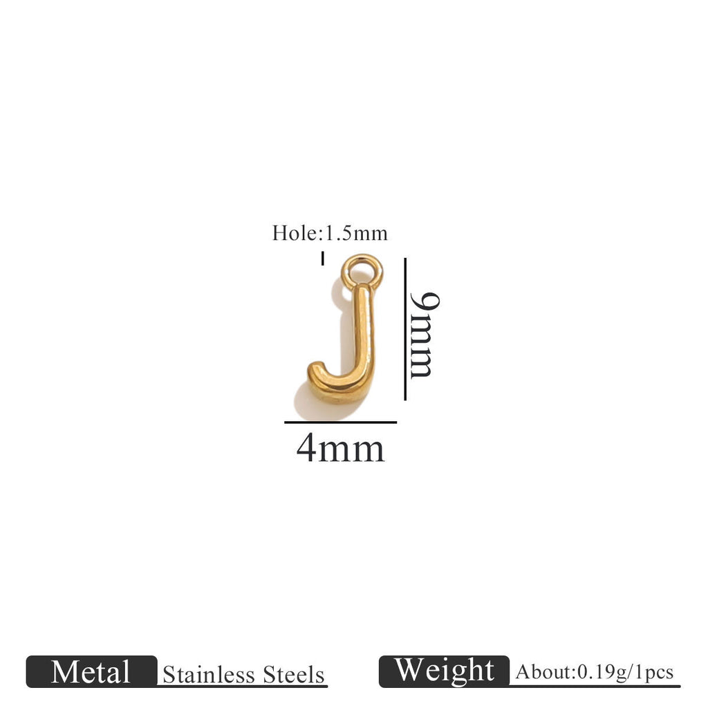 Mini A–Z Stainless Steel Round Letter Charms 10pcs