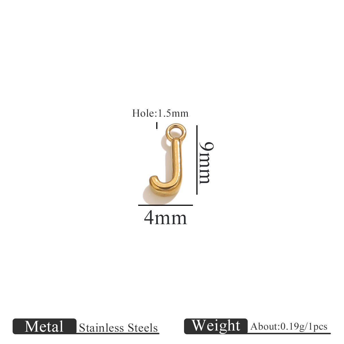 Mini A–Z Stainless Steel Round Letter Charms 10pcs